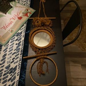 Macrame owl towel ring/ mirror tapestry